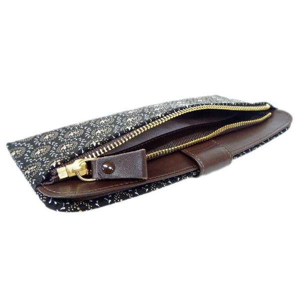 印傳屋 印伝 長財布 束入 しらべ 7003 黒地鹿革パールホワイト