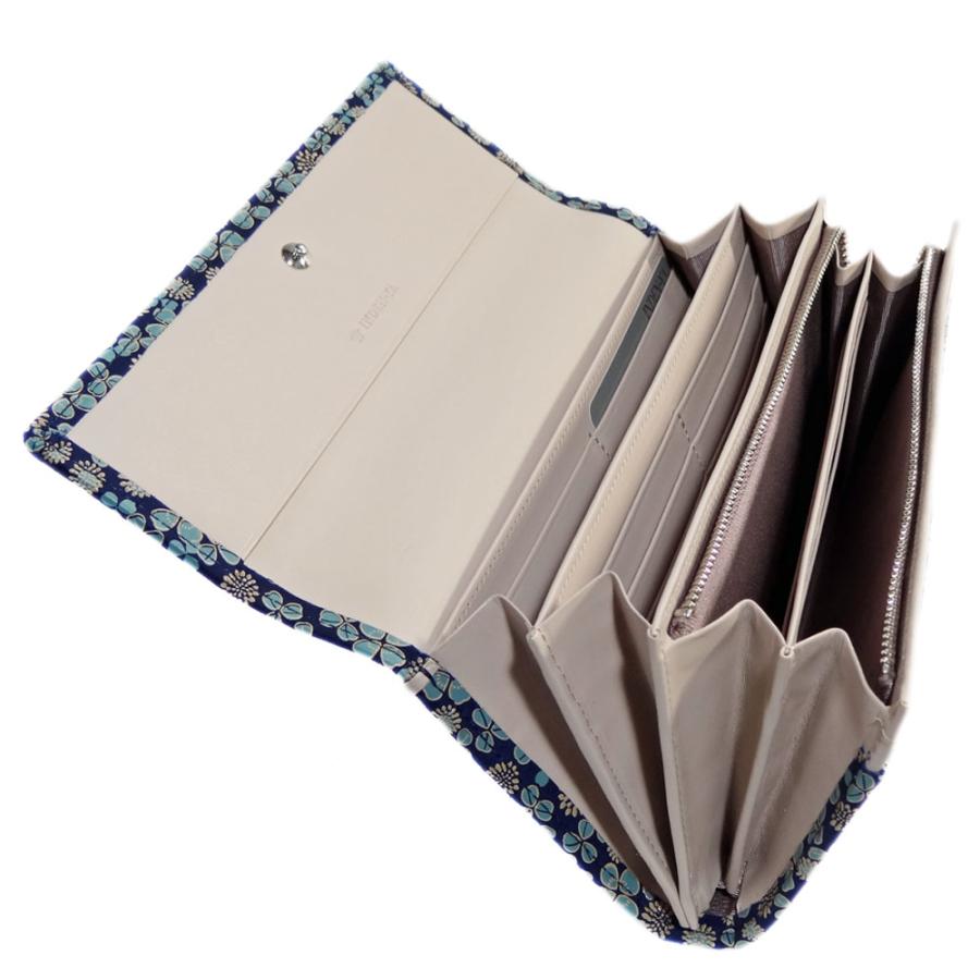 印傳屋（INDEN-YA） 印伝 白詰草 長財布 RY-25束入 7304 紺地鹿革白漆