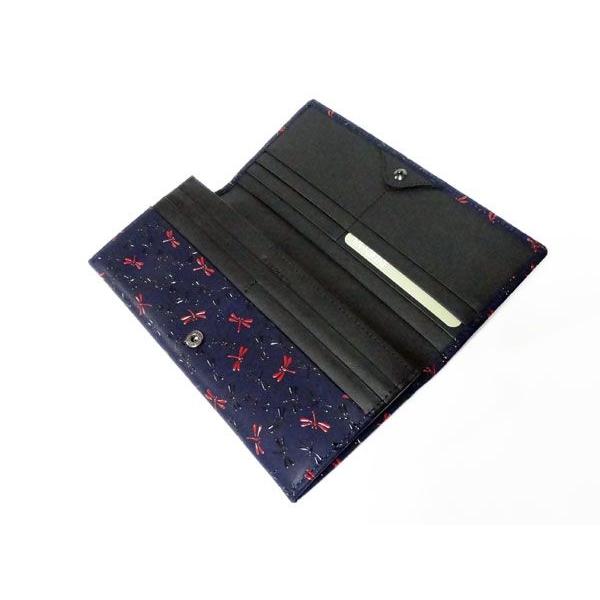 印傳屋（INDEN-YA） 印伝 長財布 束入 紺地鹿革黒漆赤漆 7520 なごみ