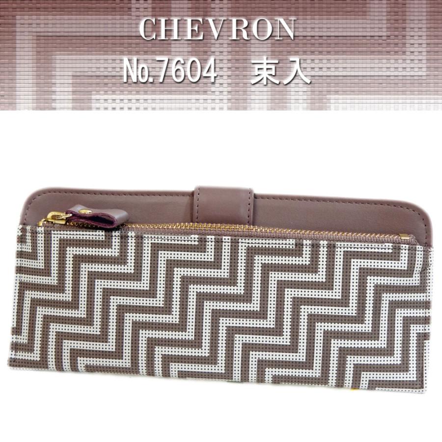 印傳屋] 印伝 長財布 小銭入れあり 薄い 鹿革 CHEVRON グレージュ地