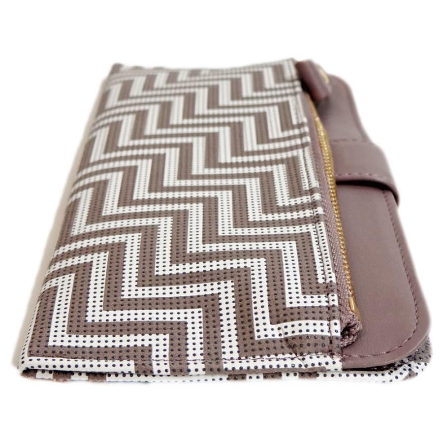 印傳屋] 印伝 長財布 小銭入れあり 薄い 鹿革 CHEVRON グレージュ地