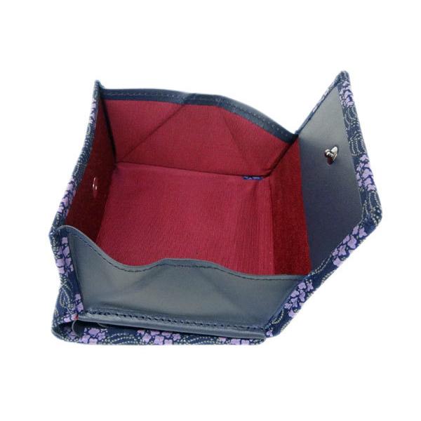 印傳屋（INDEN-YA） 印伝 財布 二つ折り札入 8004 みその 紺地鹿革