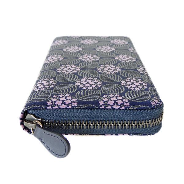 印傳屋　甲州印伝　みその　紫陽花　紫　更紗　長財布　束入れ　ラウンドジッパー 印傳屋 甲州印伝 みその 紫陽花 紫 更紗 長財布 束入れ ラウンド