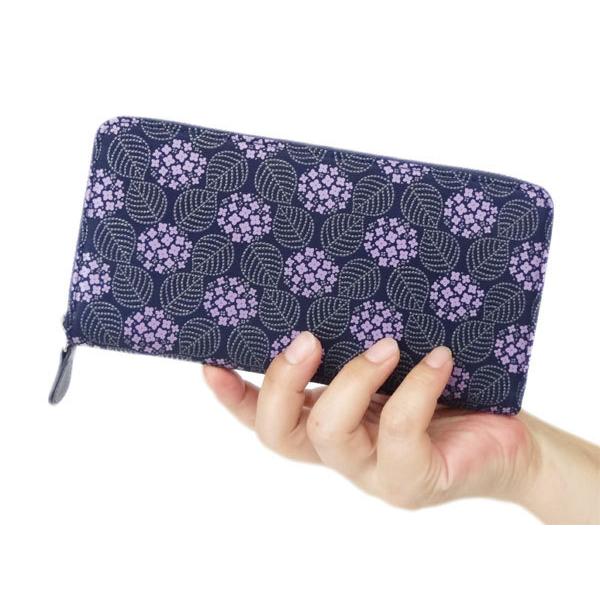 印傳屋　束入れ　長財布　みその　紫陽花　更紗　鹿革　紫 Amazon | [印傳屋] 印伝 長財布 薄い 鹿革 みその あじさい柄