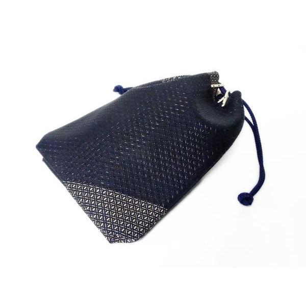 印傳屋 印伝 合切袋 8217 庵 いほり 紺地鹿革白漆黒漆 瓢箪柄 :8217