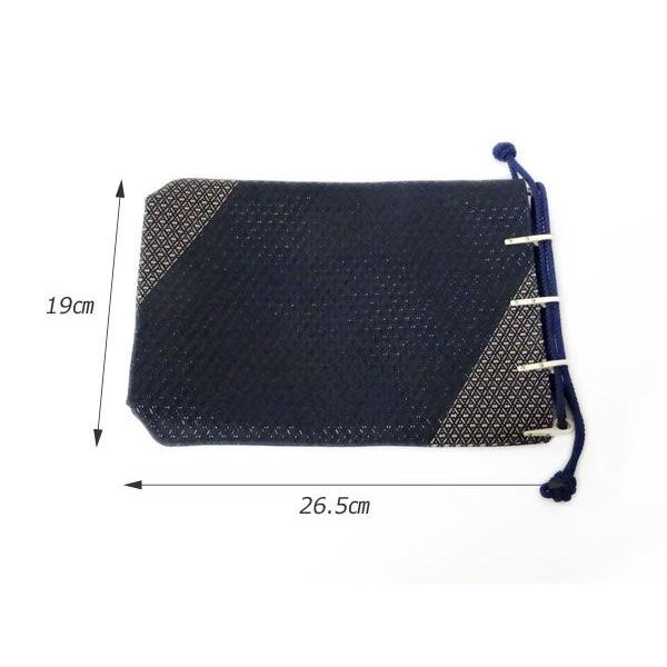 印傳屋 印伝 合切袋 8217 庵 いほり 紺地鹿革白漆黒漆 瓢箪柄 :8217