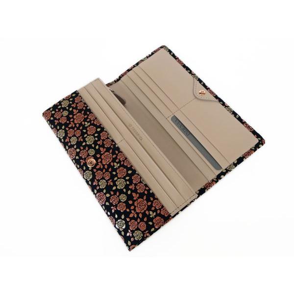 印傳屋（INDEN-YA） 印伝 長財布 束入 8404 黒地鹿革ピンク漆 白漆 か