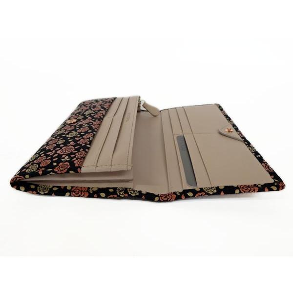 印傳屋（INDEN-YA） 印伝 長財布 束入 8404 黒地鹿革ピンク漆 白漆 か