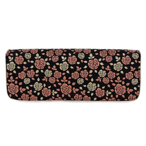 印傳屋（INDEN-YA） 印伝 メガネケースL 8407 黒地鹿革 ピンク漆白漆