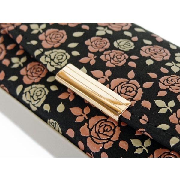 印傳屋（INDEN-YA） 印伝 メガネケースL 8407 黒地鹿革 ピンク漆白漆