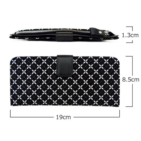 印傳屋（INDEN-YA） 印伝 長財布 束入 そよか 8804 黒地鹿革黒漆白更紗