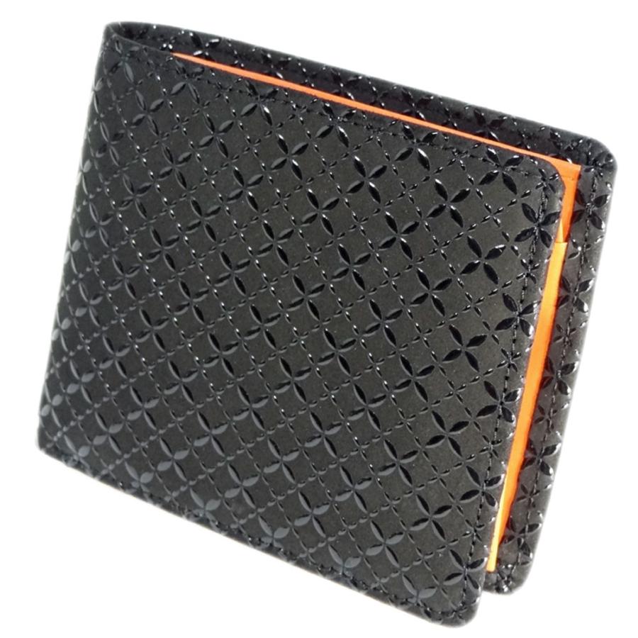 印傳屋（INDEN-YA） 印伝 HISOCA二つ折り財布 札入J 9402 黒地鹿革黒漆