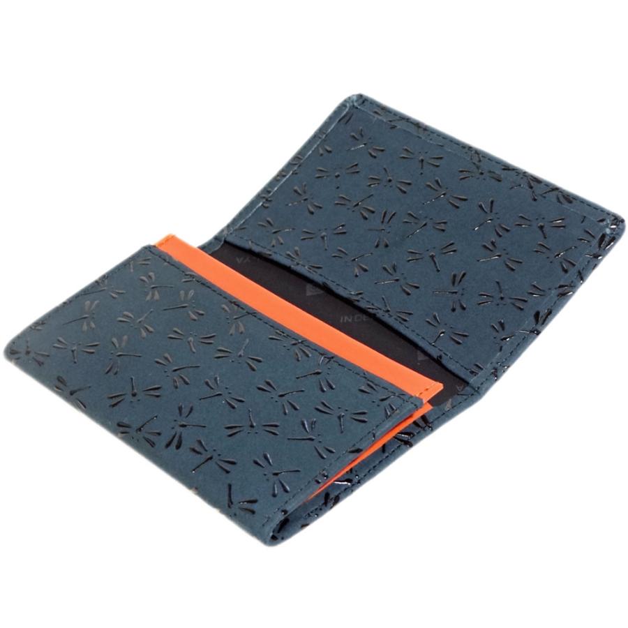 【美品】印傳屋 INDEN-YA 名刺入（紺地×黒漆×とんぼ）鹿革×漆 日本製 Amazon.co.jp: [印傳屋] 印伝 名刺入れ 大容量 鹿革 紺地×黒漆 とんぼ