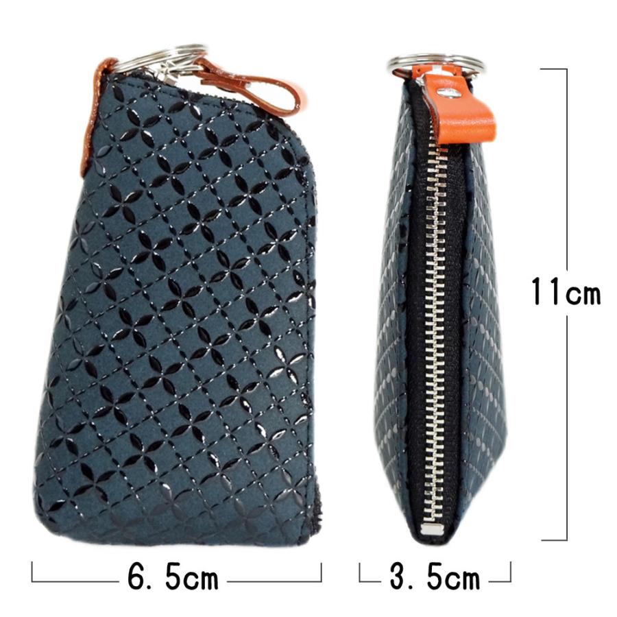 甲州印伝 キーケース【HISOCA】緑×黒漆 鹿革 印傳屋 七宝繋お洒落 新品 印傳屋（INDEN-YA） 印伝 HISOCA キーケースD 9405 緑地鹿革黒漆 七宝