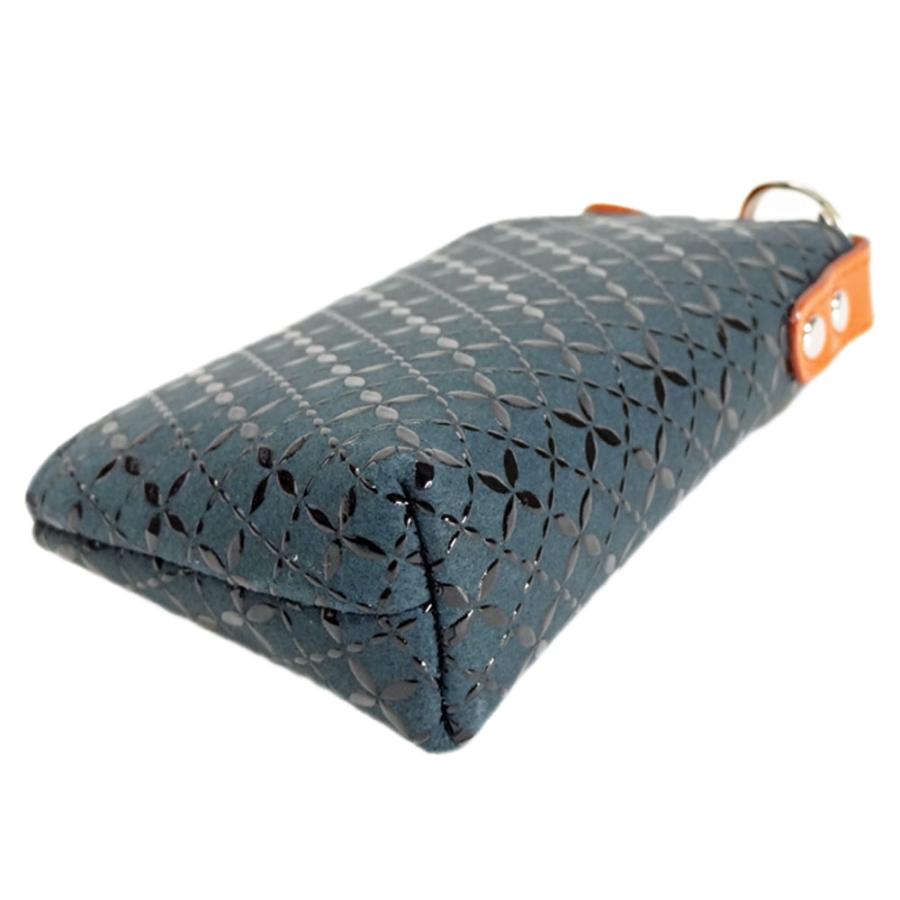 印傳屋（INDEN-YA） 印伝 HISOCA キーケースD 9405 緑地鹿革黒漆 七宝