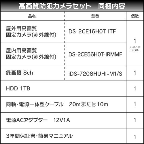 防犯カメラ 屋外 屋内 500万画素 高画質 カメラ 選べる 1台 8ch レコーダー セット HDD1TB付属 / HD-TVI FIXレンズ 赤外線付き 遠隔監視可｜s-guard｜02