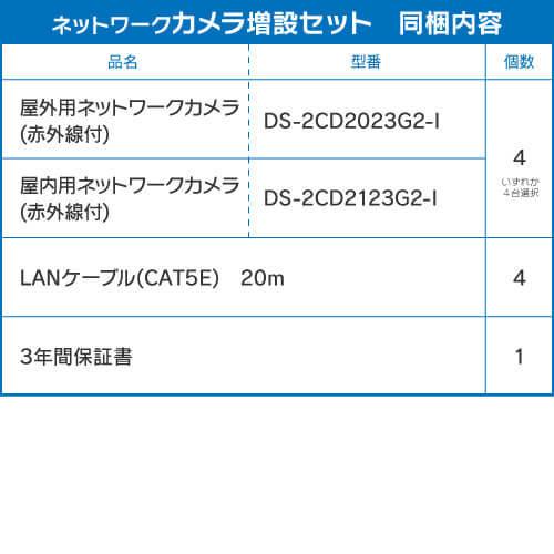 【 ネットワーク カメラ増設セット 】 屋外 屋内用 固定 カメラ 4台 選択 ＋ LANケーブル 4本、 赤外線付き バレット型 ドーム型 200万画素カメラ_1