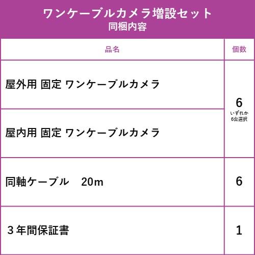 ワンケーブル カメラ増設セット 防犯カメラ 監視カメラ 6台 屋外用