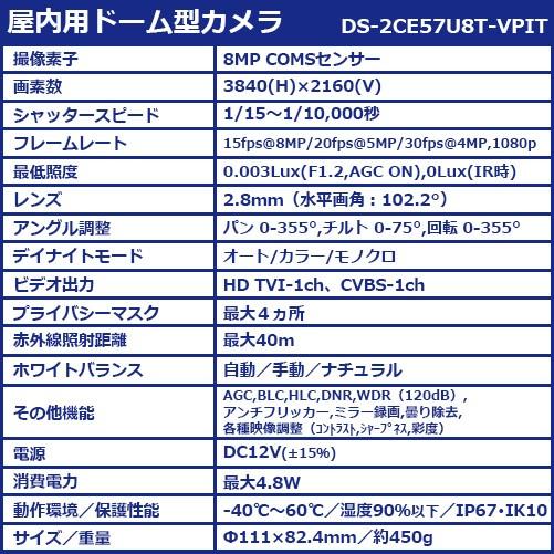 防犯カメラ 屋外 屋内 増設 セット 4K 800万画素 カメラ 選べる 4台 ケーブル アダプター付属 / HD-TVI方式 FIXレンズ OSD機能 赤外線付き 遠隔監視可｜s-guard｜10