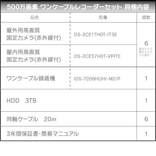 500万画素 ワンケーブルレコーダーセット 防犯カメラ 監視カメラ 6台 屋外用 屋内用 から選択 8ch PoC電源機能付き 録画機 HDD3TB付属｜s-guard｜02