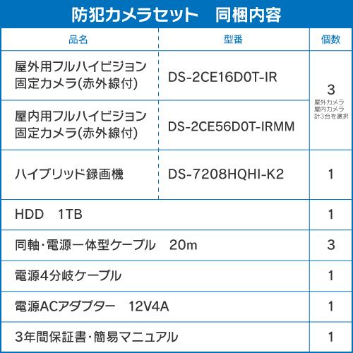 防犯カメラ 屋外 バレット 型 屋内 ドーム型 から 3台 選択 8ch
