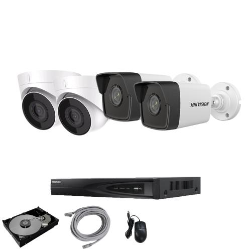 防犯カメラ 屋外 録音 POE防犯カメラ 4台 HIKVISION 防犯カメラ 屋外 屋内 セット マイク内蔵カメラ