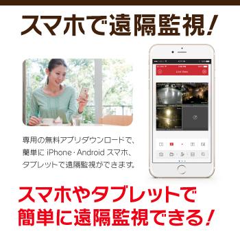 23インチモニター付属 500万画素 ワンケーブルレコーダーセット 防犯カメラ 監視カメラ 3台 屋外用 屋内用 から選択 4ch PoC電源機能付き 録画機 HDD2TB付属の画像