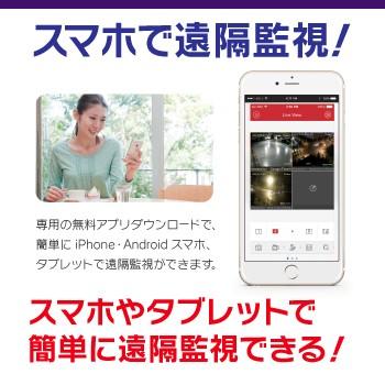 23インチモニター付属 ワンケーブル レコーダーセット 防犯カメラ 監視カメラ 屋内用 屋外用 4台 から選択 4ch PoC電源機能付き 録画機  HDD1TB付属の画像