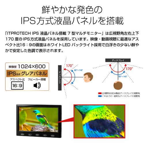 ITPROTECH IPS液晶パネル搭載 7型マルチモニター LCD7HVR-IPS ITPROTECH IPS液晶パネル搭載 7型マルチモニター LCD7HVR-IPS