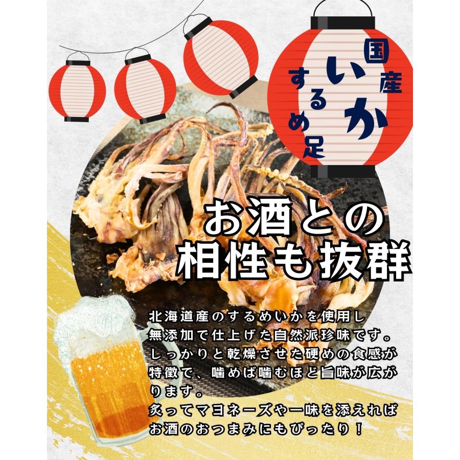 北海道地元市場 国産 無添加 するめ足 200g×1袋 無塩 北海道 いかゲソ