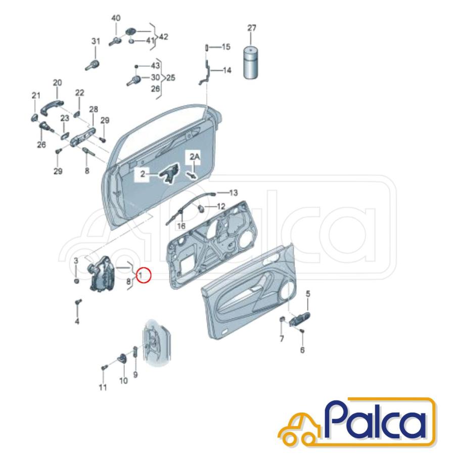 VW フロントドアロックアクチュエーター 左| パサート/3B B5 | ニュー