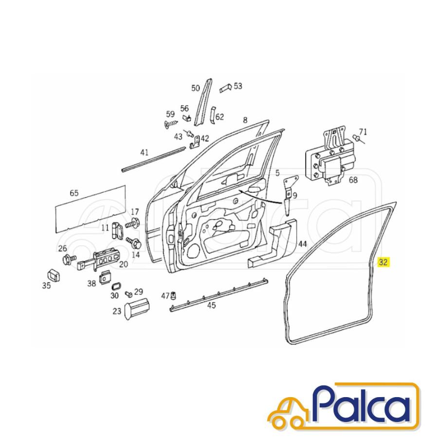 メルセデス ベンツ フロント ドアウェザーストリップ 左| Cクラス/W202  