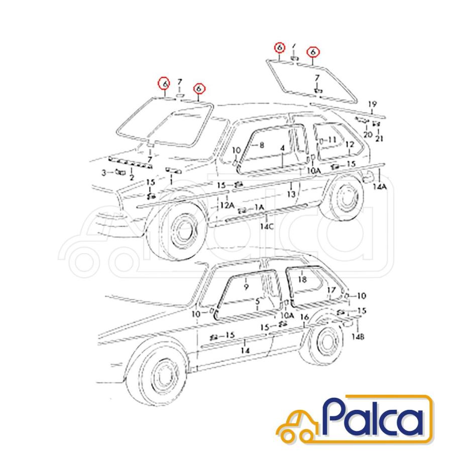 VW モールディング/プラスチックモール フロント/リア ウインドウ