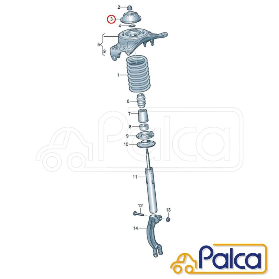 アウディ フロント ショック/ストラット アッパーマウント 1個 A4,RS4/8K A4オールロードクワトロ/8K A5,RS5