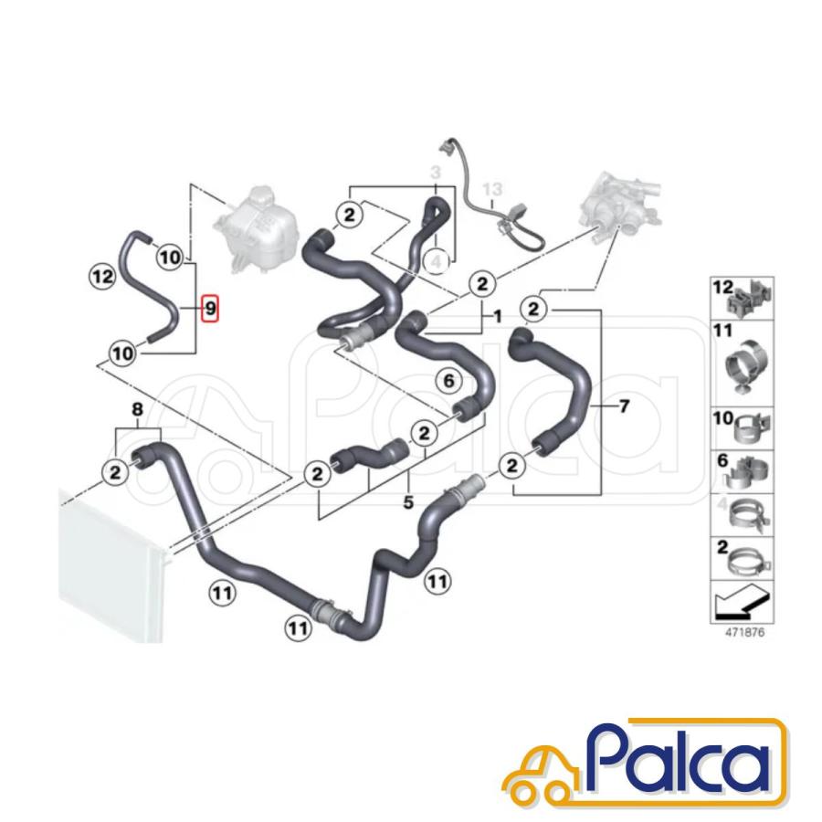 BMW ミニ/MINI ウォーターホース ラジエターからエキスパンション