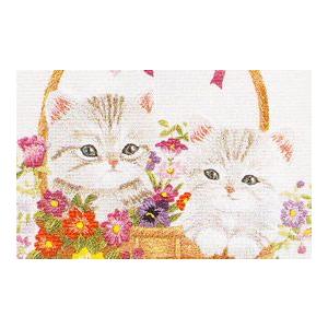 文化刺繍キット No40 篭の子猫（3号） : ビワミンと文化刺繍のイワセ