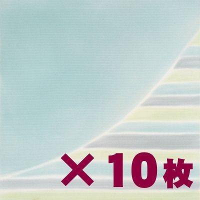 絹１００％≪正絹 絽ちりめん 風呂敷中巾（約45cm幅）10枚セット≫(丸に縞 ブルー)