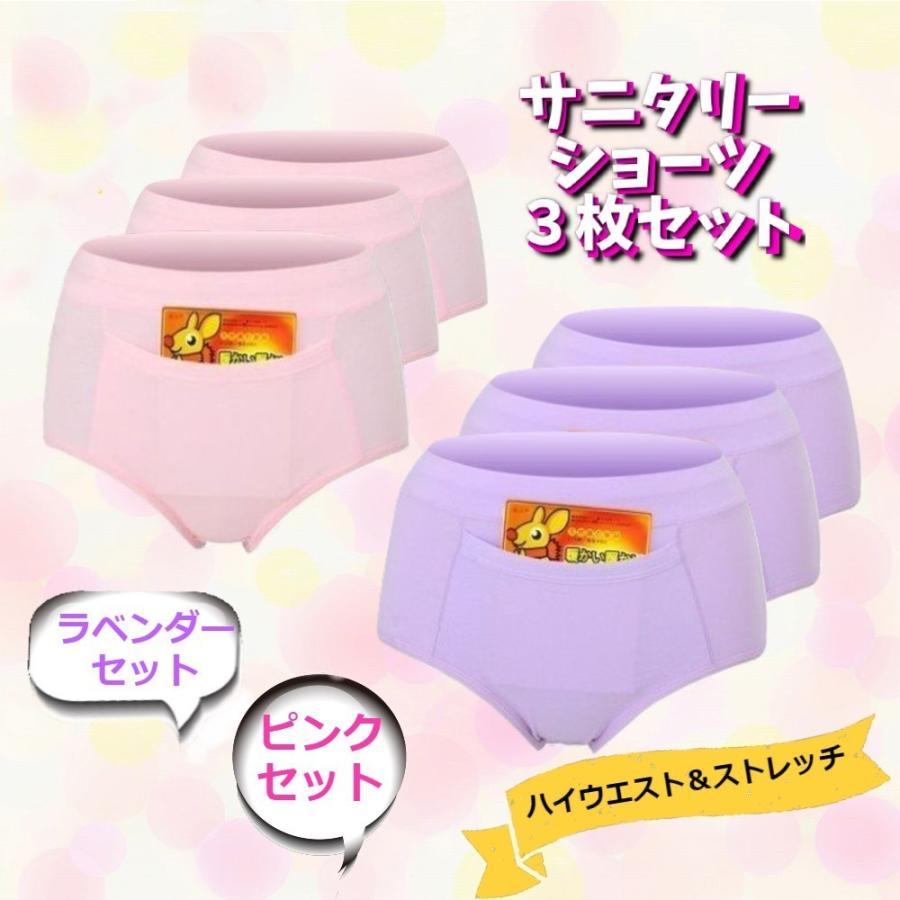 最も信頼できる サニタリーショーツ 3枚セット ジュニア ティーン 生理ショーツ ハイウエスト かわいい 漏れない ポケット付き