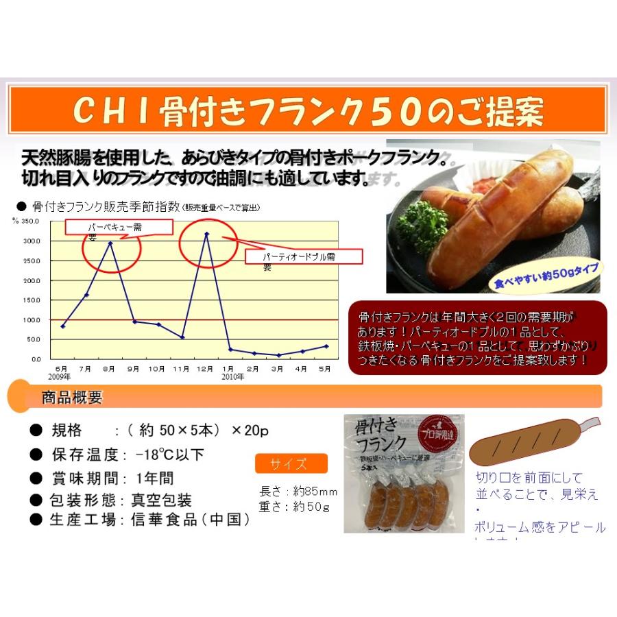 [冷凍] 伊藤ハム  骨付きポークフランク 50g(5本入・250g)×20パック（業務用） | 伊藤ハム | 02