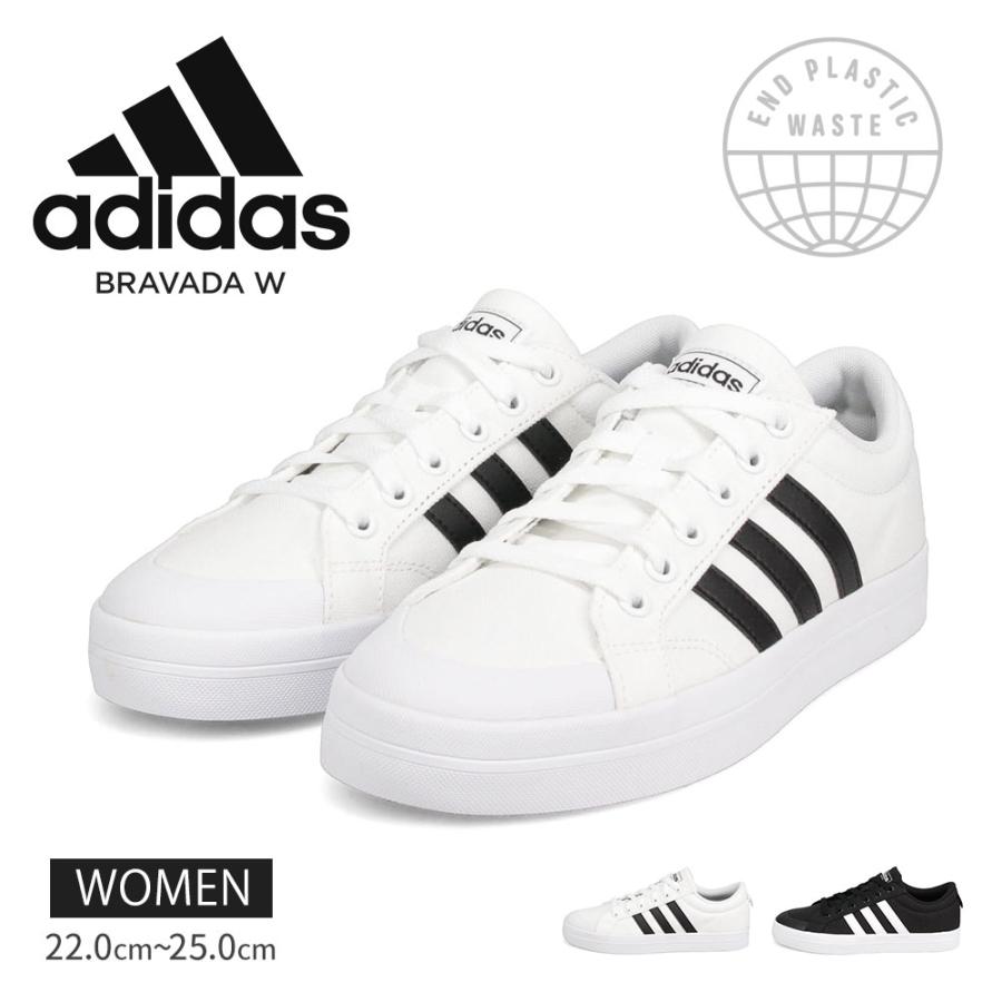 アディダス スニーカー レディース 黒 白 コートスニーカー キャンバス ホワイト ブラック ブラバダ ウィメンズ Bravada W Adidas Ad Bravada W S Mart Yahoo Japan店 通販 Yahoo ショッピング