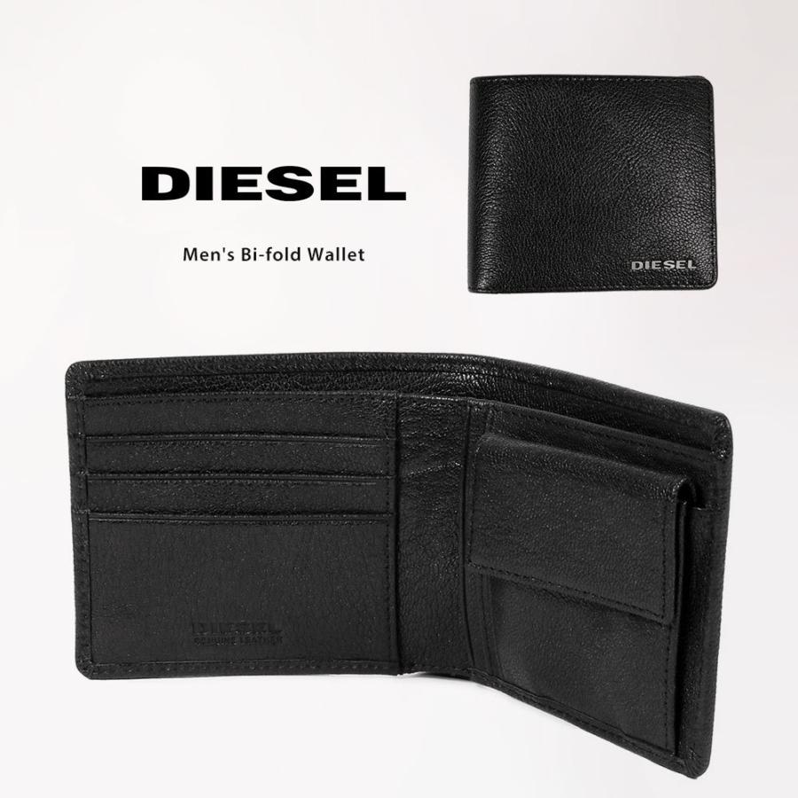 DIESEL ディーゼル 1DR 三つ折り財布 ウォレット マット ブラック 黒