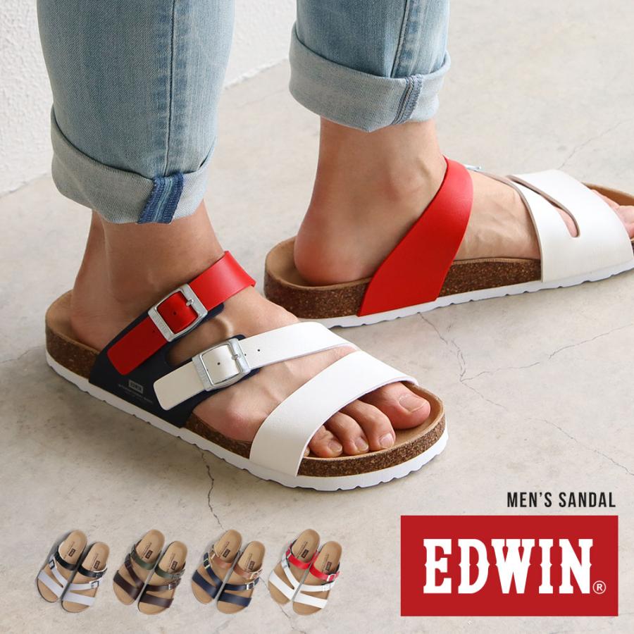 エドウィン サンダル メンズ コンフォートサンダル フットベッド カジュアル アメカジ アウトドア 天然コルク ブラック ダークブラウン ネイビー ホワイト 1005 Eb 1005 S Mart Yahoo Japan店 通販 Yahoo ショッピング