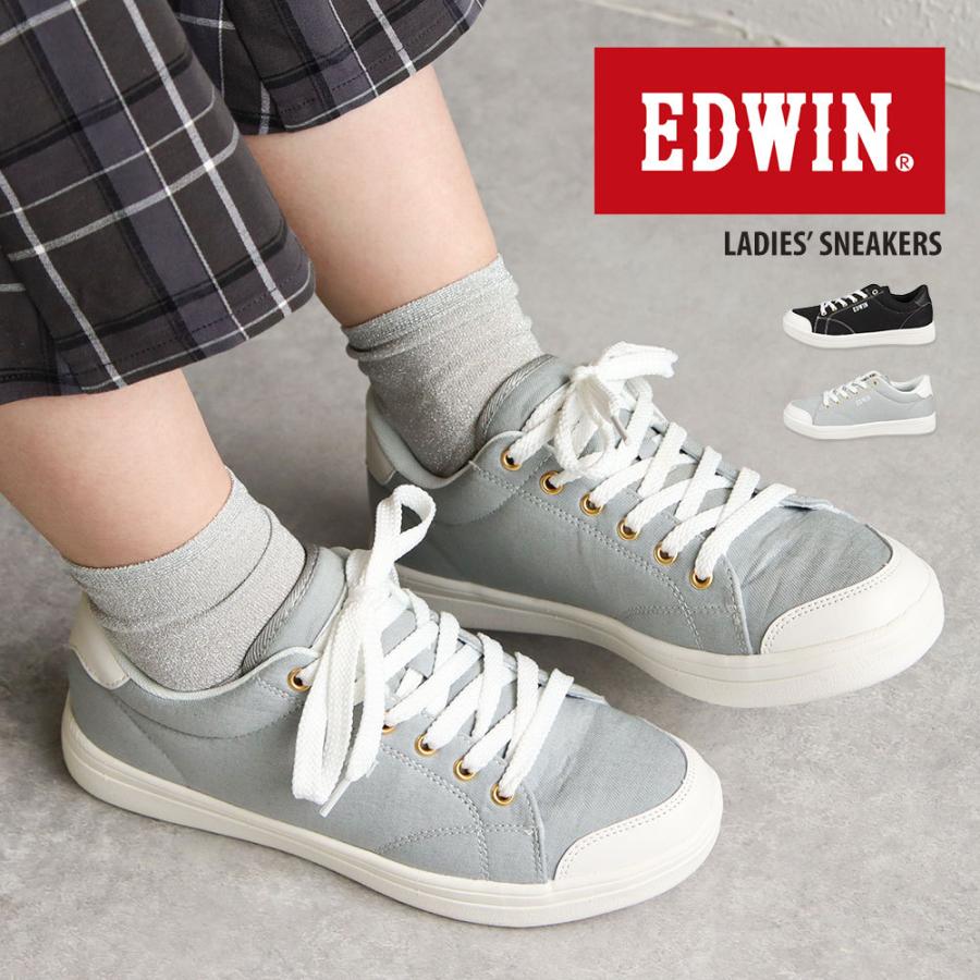 ファッション グッドふとんマーク取得 エドウィン スニーカー レディース ローカット 柔らかい ふかふかインソール カジュアルシューズ 軽い 履きやすい ジュニア Edwin 黒 ブラック グレー 4193 Jgdupuw1ph Www Wrestlesquare Com