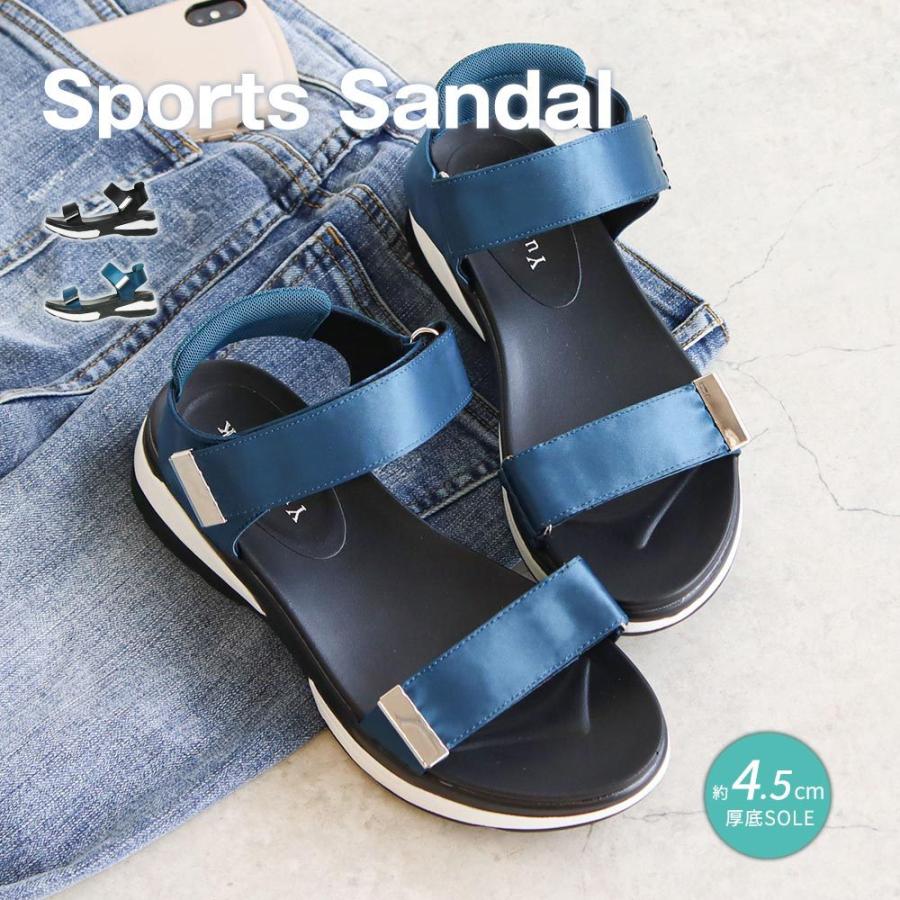 スポーツサンダル 厚底 レディース アウトドア キャンプ 4 5cmソール 歩きやすい ストラップ 脱げない 黒 ブルー 青 05 Facs 05 Y S Mart Yahoo Japan店 通販 Yahoo ショッピング
