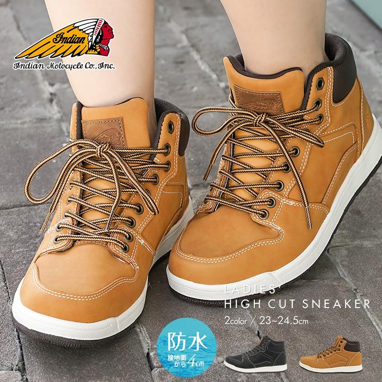 Indian Cedre 防水 ハイカットスニーカー レディース カジュアルシューズ 編み上げ レースアップ 靴 歩きやすい インディアン レイン シューズ Ind S Mart 通販 Yahoo ショッピング