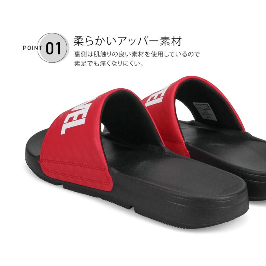 返品不可 スライドサンダル ジュニア シャワーサンダル メンズ フラット 軽量 軽い Marvel シンプル ロゴ アメコミ マーベル 小さいサイズ 大きいサイズ 赤 レッド Mvl0092 750円 Aynaelda Com