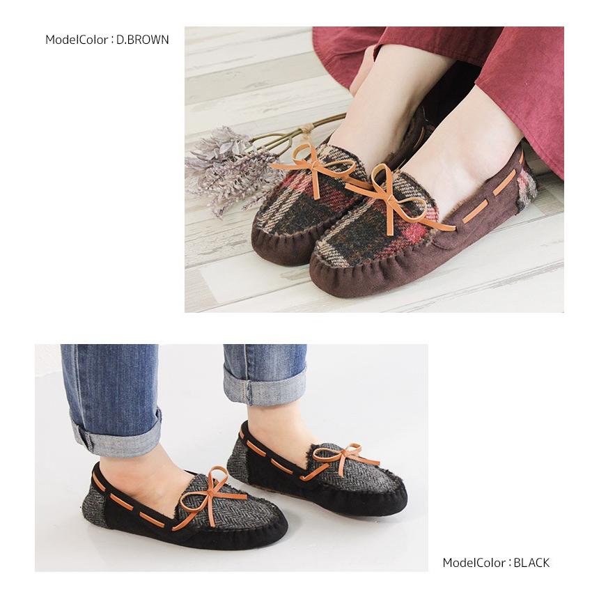 ハリスツイード 軽量 モカシン レディース ファー ボア フラットシューズ ぺたんこ靴 歩きやすい おしゃれ カジュアル 暖かい ファー 裏起毛 リボン Tk S Mart Yahoo Japan店 通販 Yahoo ショッピング
