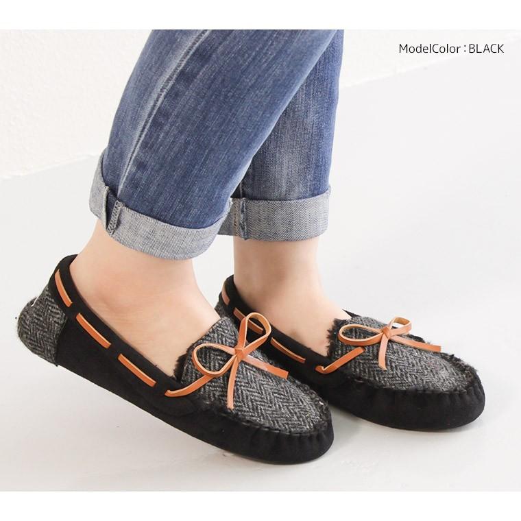 ハリスツイード 軽量 モカシン レディース ファー ボア フラットシューズ ぺたんこ靴 歩きやすい おしゃれ カジュアル 暖かい ファー 裏起毛 リボン Tk S Mart Yahoo Japan店 通販 Yahoo ショッピング
