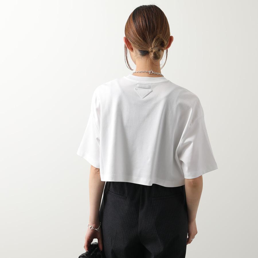 PRADA プラダ 半袖 Tシャツ 3560A 240 レディース カットソー クルーネック ロゴ ショート丈 コットン F0009/BIANCO｜s-musee｜07