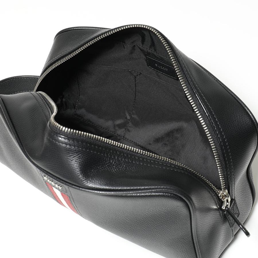 BALLY バリー TAKIMO LT 10 レザー セカンドバッグ ポーチ ハンドバッグ バリーストライプ BLACK 鞄 メンズ